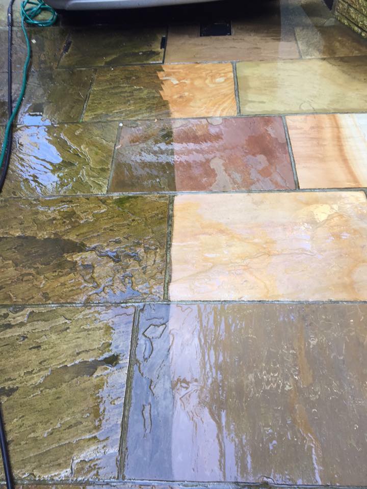 Indian Sandstone pressure wash and Biocide Watermillock, Ullswater, Penrith